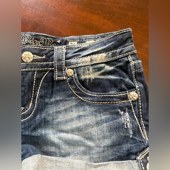 Miss Me Blue Distressed Denim Shorts size 26 - Picture 4 of 8